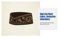 Mosque Prayer Cap, Malay Songkok, Plush Embroidered Hat, Ethnic Design, Men's Wedding Ceremony Accessory