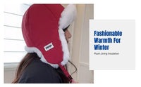 Windproof Ushanka Hat, Thick Fleece Ear Protection, Women's Winter Ski Cap