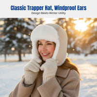 Windproof Ushanka Hat, Thick Fleece Ear Protection, Women's Winter Ski Cap