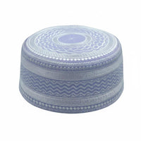 Men's Cream Prayer Cap, Flat Top, Embroidered Geometric Pattern, Ethnic Design, Saudi Hui Muslim