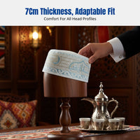 Embroidered Prayer Cap for Men, Thickened Muslim Hat, Traditional Ethnic Style, Polyester, Cream Floral Pattern