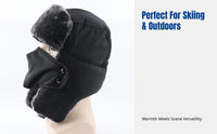 Ushanka Hat for Men, Thick Earflap Cap, Windproof Face Cover, Outdoor Winter Warmth