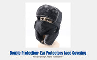 Ushanka Hat for Men, Thick Earflap Cap, Windproof Face Cover, Outdoor Winter Warmth
