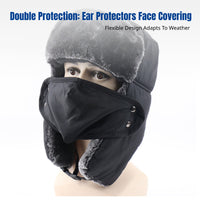 Ushanka Hat for Men, Thick Earflap Cap, Windproof Face Cover, Outdoor Winter Warmth
