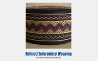 Flat Top Embroidered Prayer Cap, Geometric, Youth, Red/Navy