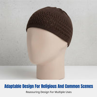 Mesh Knit Muslim Prayer Cap, Round Top, Breathable, Autumn