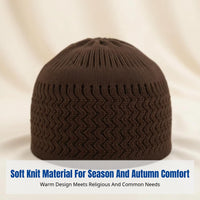 Mesh Knit Muslim Prayer Cap, Round Top, Breathable, Autumn