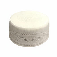 Men's Cream Muslim Prayer Cap, Geometric Embroidery, Flat Top, Round Design, Stylish, Suitable for Worship and Performance