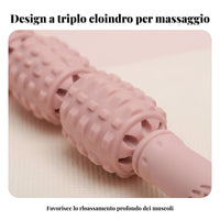 3-Wheel Stretching Massage Tool, Wolf Tooth Texture, Leg & Calf