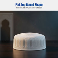 Embroidered Muslim Prayer Cap for Men, Cotton Hat, Round Top, Fine Stitching, Traditional Design