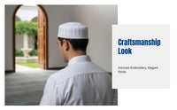 Embroidered Muslim Prayer Cap for Men, Cotton Hat, Round Top, Fine Stitching, Traditional Design
