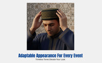 Men's Muslim Prayer Cap, Ethnic Cotton Hat, Computer Embroidered, Traditional Colors