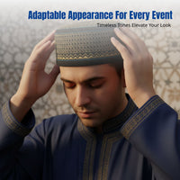 Men's Muslim Prayer Cap, Ethnic Cotton Hat, Computer Embroidered, Traditional Colors