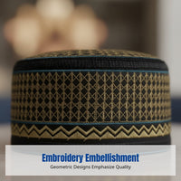 Men's Muslim Prayer Cap, Ethnic Cotton Hat, Computer Embroidered, Traditional Colors