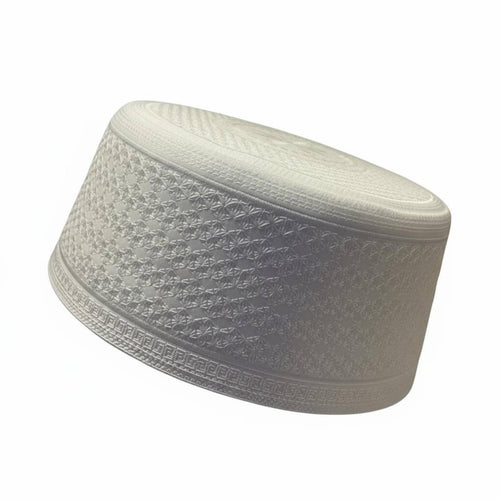 Men's Ethnic Embroidered Mesh Flat Top Cap, Breathable Summer Skullcap, Unisex Relaxed Style
