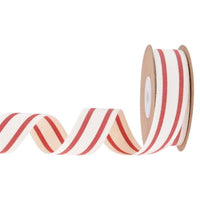 Red Cream Striped Webbing, Bag Edging, Gift Wrap, Apparel