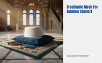 Men's Ethnic Embroidered Mesh Flat Top Cap, Breathable Summer Skullcap, Unisex Relaxed Style