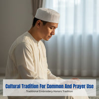 Unisex Hui Muslim Prayer Hat, Flat Top, Embroidered, Pale Navy, All-Season, Random Color