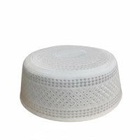 Large Hui Muslim Cap, Flat Top, Cream Geometric Pattern, Men's Relaxed Prayer Hat, New Design, Performance
