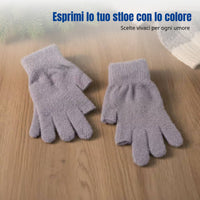 Kids Fingerless Thick Plush Gloves, Winter Warm, Writing, Gaming, Cute