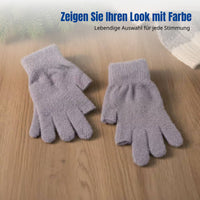 Kids Fingerless Thick Plush Gloves, Winter Warm, Writing, Gaming, Cute