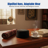 Men's Hui Muslim Prayer Hat, Thickened Winter Cap, Soft Surface, Warm, Black & Brown