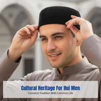 Men's Hui Muslim Prayer Hat, Thickened Winter Cap, Soft Surface, Warm, Black & Brown
