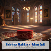 Ethnic Design Plush Songkok, Embroidered Prayer Cap, Men's Wedding, Festive, Designer
