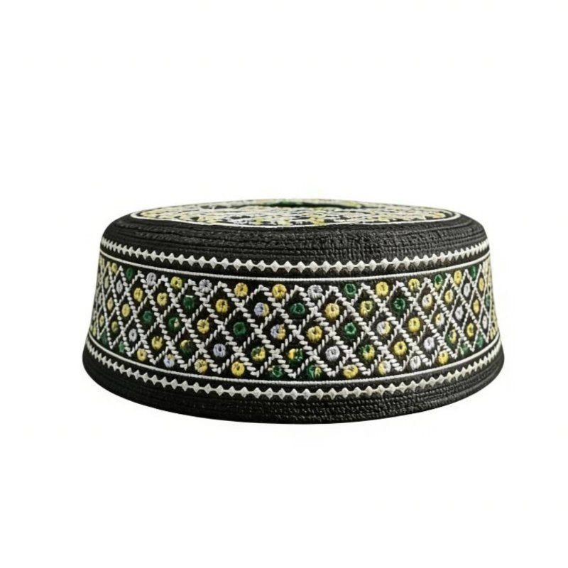 Men's Shallow Dome Prayer Hat, Embroidered, Full Size