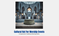 Men's Shallow Dome Prayer Hat, Embroidered, Full Size