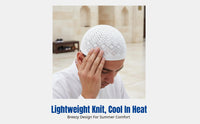 Adjustable Kufi Cap for Men, Thin Knit, Breathable, Muslim Prayer Hat