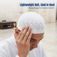 Adjustable Kufi Cap for Men, Thin Knit, Breathable, Muslim Prayer Hat
