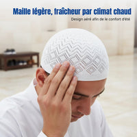 Adjustable Kufi Cap for Men, Thin Knit, Breathable, Muslim Prayer Hat
