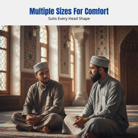 Men's Embroidered Muslim Prayer Hat, Hui Ethnic Cotton Cap, Traditional Design