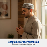 Men's Embroidered Muslim Prayer Hat, Hui Ethnic Cotton Cap, Traditional Design
