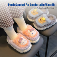 Kids Cartoon Bunny Plush House Slippers, Winter Warm Indoor Shoes, Soft Non-Slip Sole, Cute Animal Design for Girls