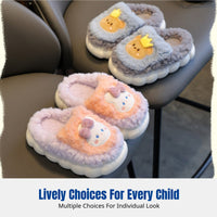 Kids Cartoon Bunny Plush House Slippers, Winter Warm Indoor Shoes, Soft Non-Slip Sole, Cute Animal Design for Girls