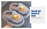 Cute Bunny Winter Kids Slippers, Plush Lined, Non-Slip, Thick Sole, Indoor Warm Home Shoes, Parent-Child