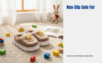 Cute Bunny Winter Kids Slippers, Plush Lined, Non-Slip, Thick Sole, Indoor Warm Home Shoes, Parent-Child