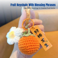 Knitted Yarn Keychain, Handmade Decoration, Good Luck Theme, Bag Charm, Gift Box
