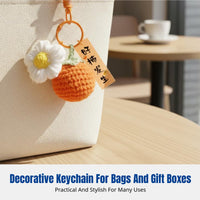 Knitted Yarn Keychain, Handmade Decoration, Good Luck Theme, Bag Charm, Gift Box