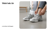 Dad Sneakers, Bubblegum Series, 2nd Gen, Silver Thick Sole, Breathable, Height Boost, Women's Sports Shoes