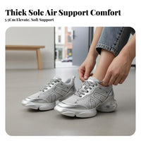 Dad Sneakers, Bubblegum Series, 2nd Gen, Silver Thick Sole, Breathable, Height Boost, Women's Sports Shoes