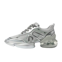 Dad Sneakers, Bubblegum Series, 2nd Gen, Silver Thick Sole, Breathable, Height Boost, Women's Sports Shoes