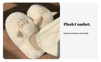 Warm Cartoon Sheep House Slippers, Plush Couple Indoor Slippers, Non-Slip, Winter Home Design