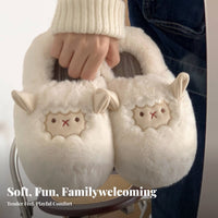 Warm Cartoon Sheep House Slippers, Plush Couple Indoor Slippers, Non-Slip, Winter Home Design