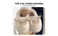 Warm Cartoon Sheep House Slippers, Plush Couple Indoor Slippers, Non-Slip, Winter Home Design