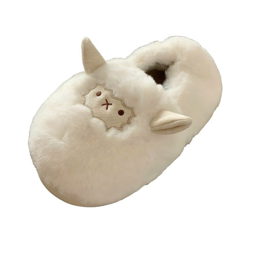 Warm Cartoon Sheep House Slippers, Plush Couple Indoor Slippers, Non-Slip, Winter Home Design