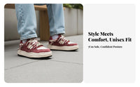Unisex Canvas Skater Shoes, Thick Sole, Height Boost, Red Washed Elevated