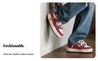 Unisex Canvas Skater Shoes, Thick Sole, Height Boost, Red Washed Elevated